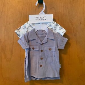 New 3-6 Month Badgley Mischka 3 Piece Safari Theme Outfit Set Zebra Lions